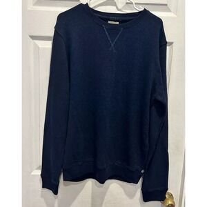 40WEFT Mens Crewneck Sweatshirt Navy Blue 100% Cotton Long Sleeve Size XL Preppy